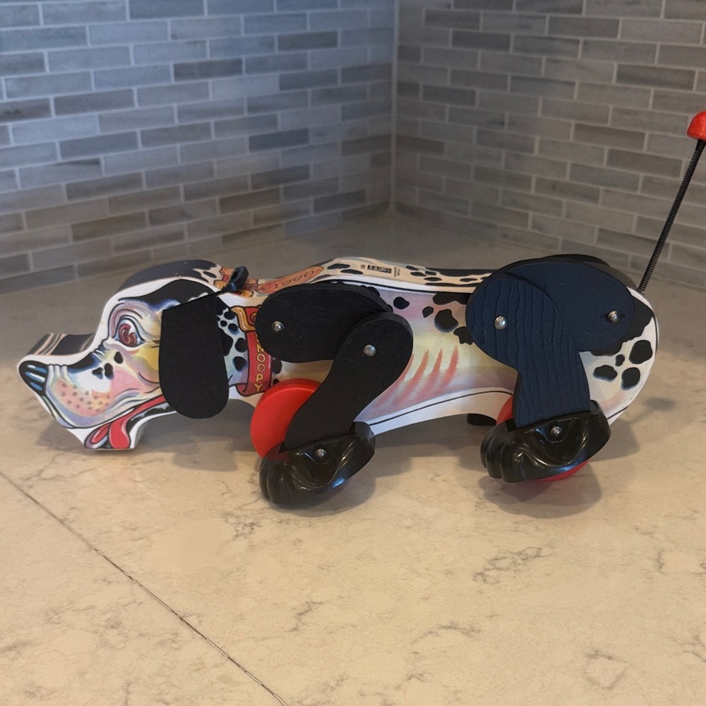 Fisher-Price Dalmatian Pull Toy with Red and Black Accents NIB